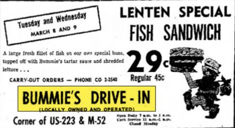 Bummies Drive-In - March 1960 Ad (newer photo)